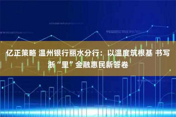 亿正策略 温州银行丽水分行：以温度筑根基 书写浙“里”金融惠民新答卷